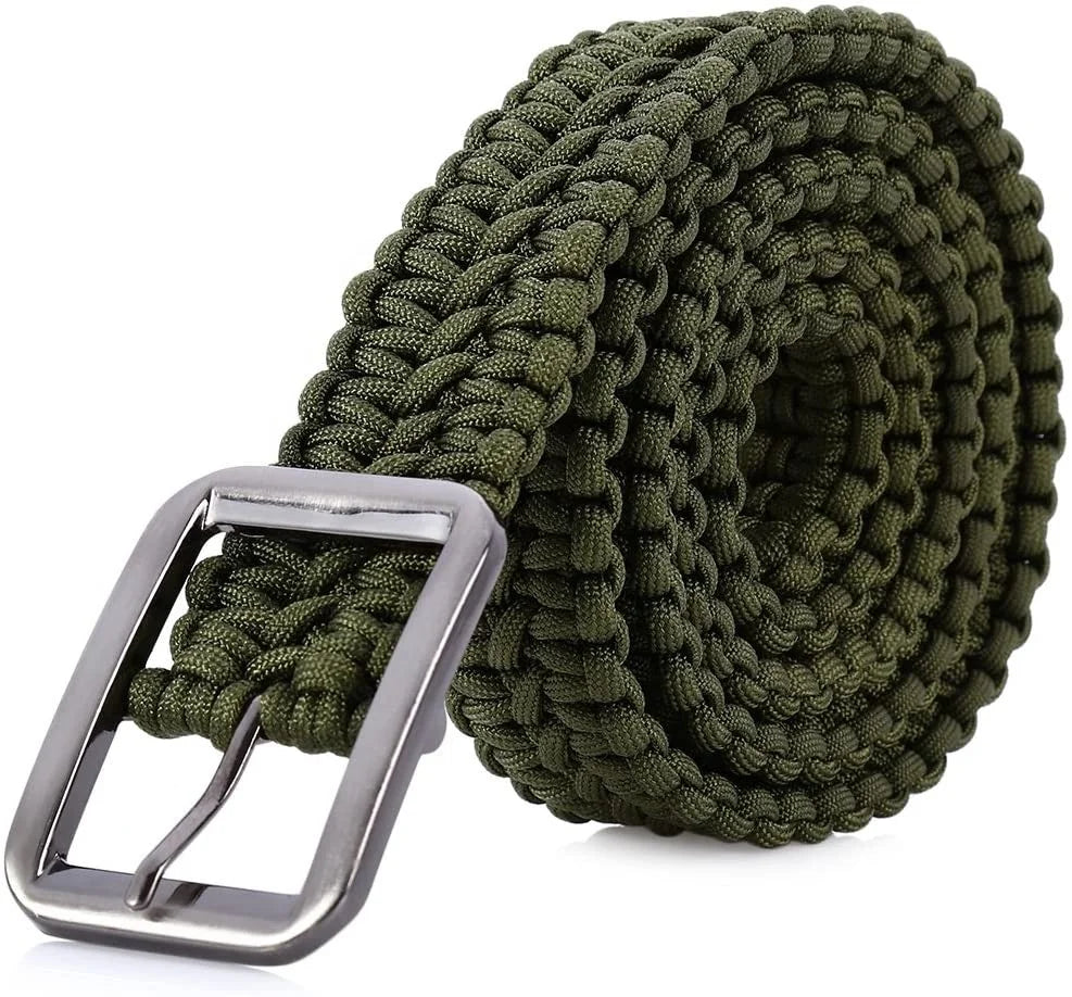 100% Handmade Tactical Paracord Belt with Metal Buckle for Survival Outdoor Hunting Training