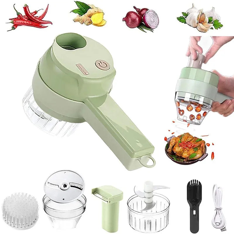 4 in 1 Electric Portable Blenders Handheld Electric Vegetable Chopper Rechargeable Vegetable Slicer Set