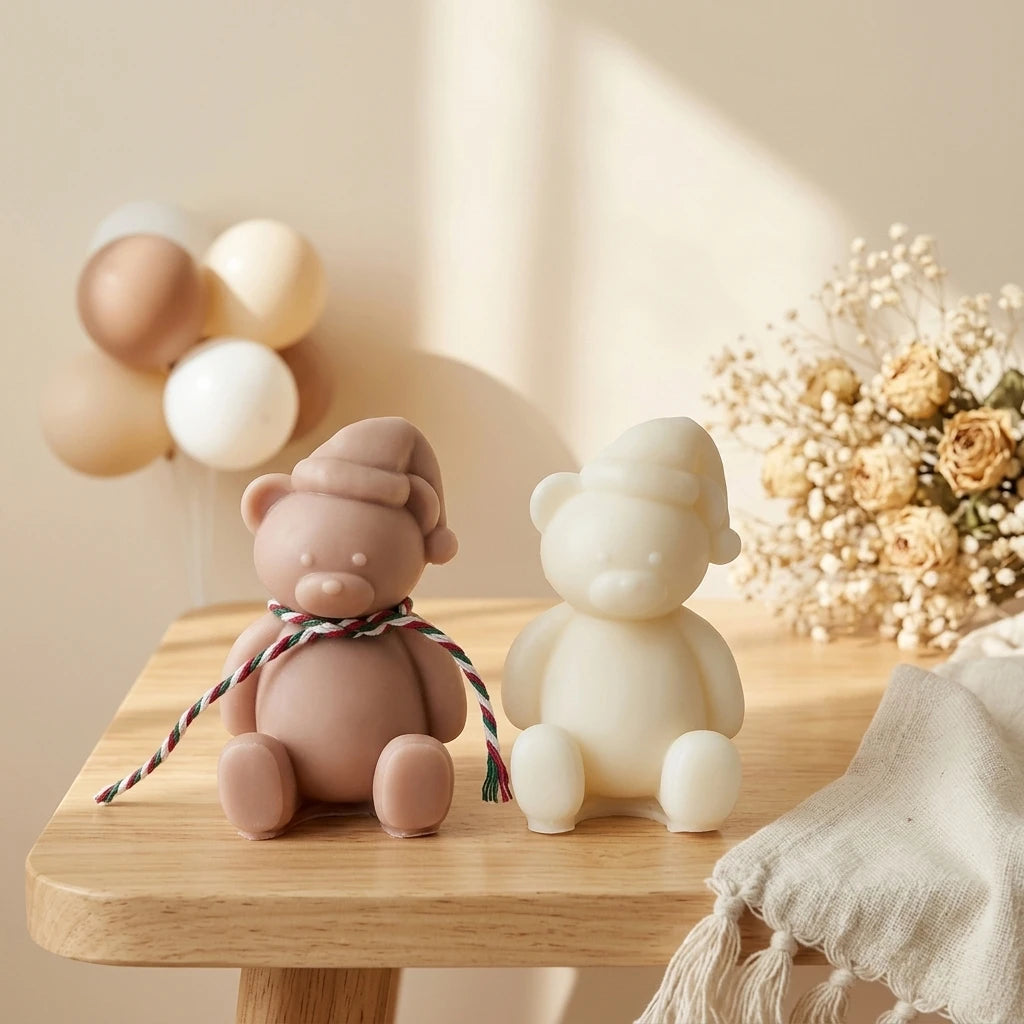 Christmas Bear Candle Silicone Molds Diy Cartoon Bear Aromatherapy Candle Incense Stone Hand Gift Silicon Mold Custom