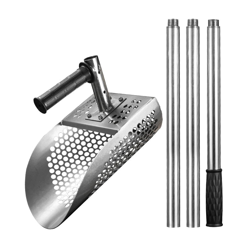 Stainless Steel Sand Scoop Optional Handle Multi-Function Metal Detector Accessory Camping Shovel DIY Grade Silver Color Beach