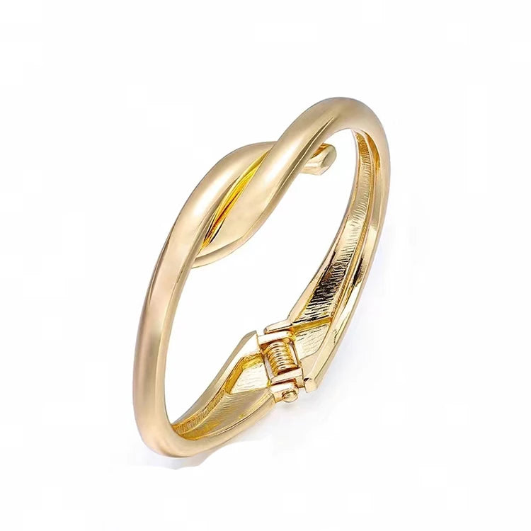 Open Cuff Twisted Love Knot Bangle Bracelet New Gold Plated Jewelry for Women Fashionable Women's Fashion Cuff Bracelets