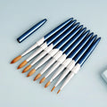 2025 Custom Logo Luxury Aluminum Handle Oval Nail Art Tool #8~#22 100% Kolinsky Sable Acrylic Nail Brush