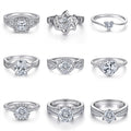 Fashion Eternity Rhodium Plated 925 Sterling Silver Moissanite Iced Out Women Wedding Rings