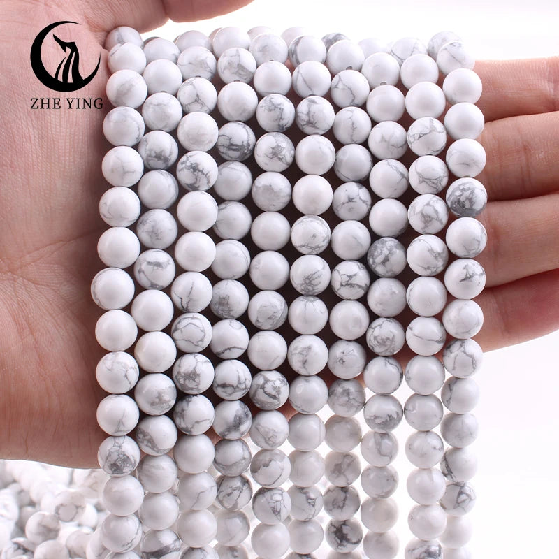 Moq Is 200 Strands Howlite Beads 6/8/10mm Natural Stone Beads Smooth Natural White Howlite Beads