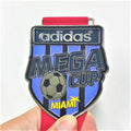 Personalized Hot Sale Superior Quality Painted Color Football Soccer Game Zinc Alloy Metal Sport Medal With Ribbon