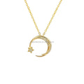 Solid Gold Jewelry Au585 14k Moissanite Necklaces Women Jewelry Gift Moon Shape 14k Real Yellow Gold Necklace