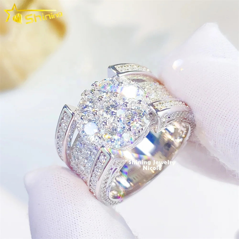 Wholesale Price Top Quality Silver Iced Out VVS Diamond Hip Hop Moissanite Rings for Men