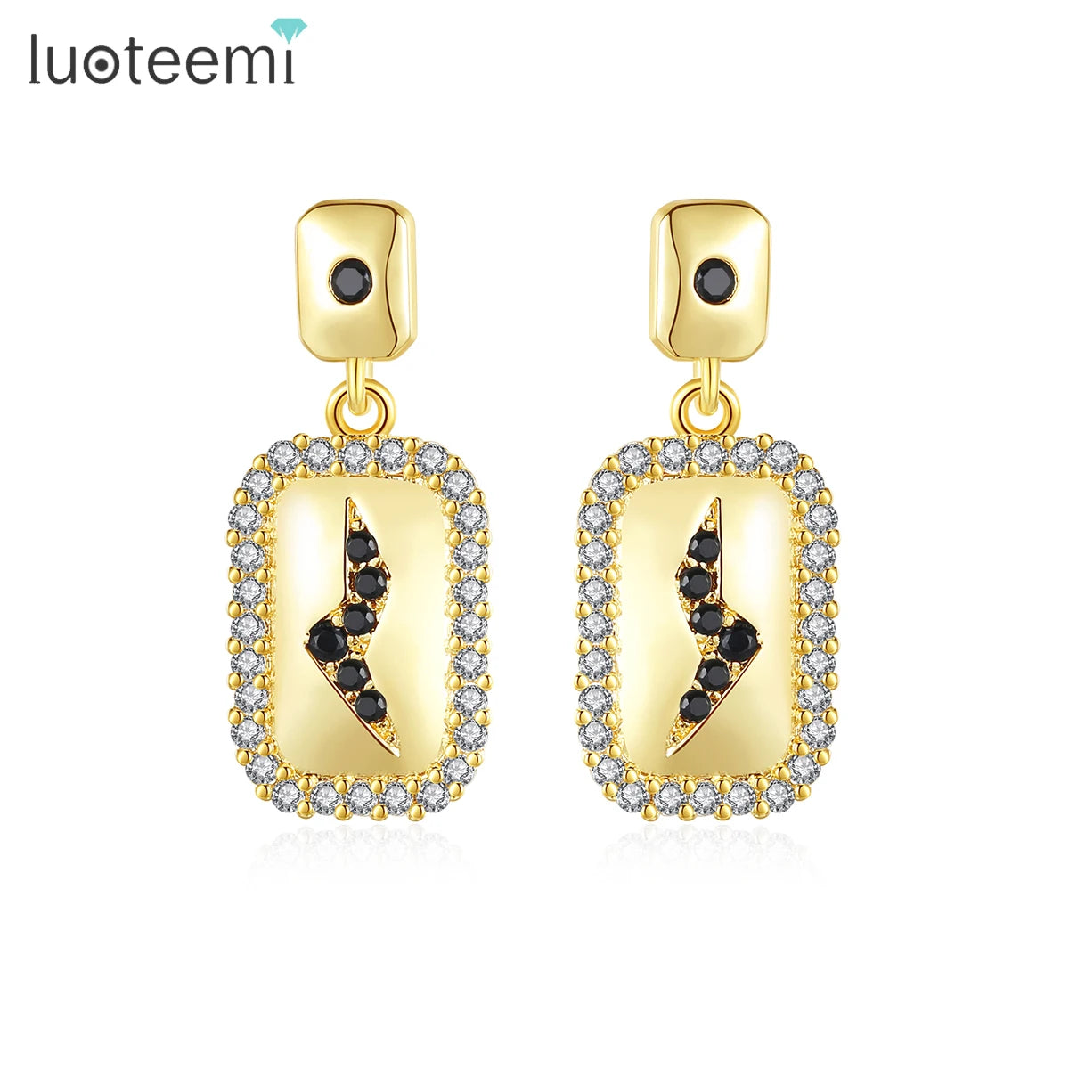 LUOTEEMI Geometric Gold African Statement Girls Elegant Vintage Stud Earrings Women Earrings