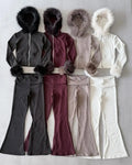 Custom Ladies Slim Fit Two Piece Hoodie Set for Women Tracksuit Sportswear 2 Piece Track Suit Womens Fur Hoodies Sets