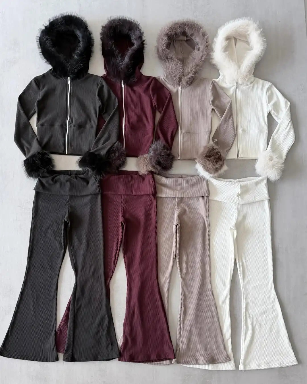 Custom Ladies Slim Fit Two Piece Hoodie Set for Women Tracksuit Sportswear 2 Piece Track Suit Womens Fur Hoodies Sets