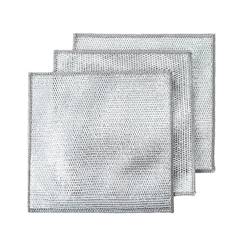 Microfiber Multipurpose Wire Dishwashing Rags Non-Scratch Wet/Dry Square Scrubbing Dishcloth for Washing Dishes