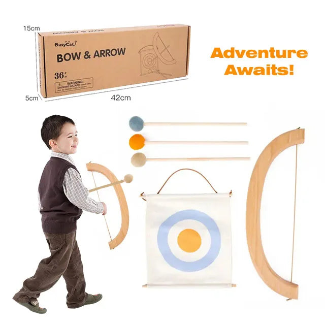 Wooden Bow and Arrow Wooden Toy Indoor Archery Game Props Gift Children Montessori Early Childhood Education