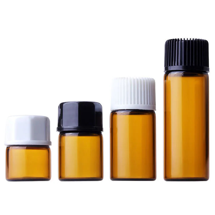 HeLun 1ml 2ml 3ml Test Sample Cosmetic Essential Oil Amber Glass Bottles