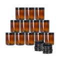 Empty 8 oz 250ml Amber Brown Vintage Glass Candle Holders Jar Wide Mouth with Plastic or Metal Black Lid