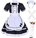 Japanese Anime Sissy Maid Dress Cosplay Sweet Classic Lolita Fancy Apron Maid Dress With Socks Gloves Set
