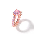 Trendy Unisex Wedding Ring Gold Crystal Pink Heart Cut Zircon Flower Stainless Steel Promise Jewelry for Fashionable Parties