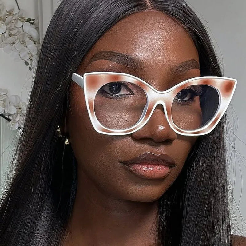 Simple Classic Round Cat Eye Color-Blocked Optical Anti-Blue Light Eyeglasses Multicolor Women's Beach Accessories Shades