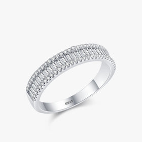 Ailmay Fashion Dazzling Round Rectangle CZ Rings Real 925 Sterling Silver Finger Ring for Women Luxury Wedding Fine Jewelry