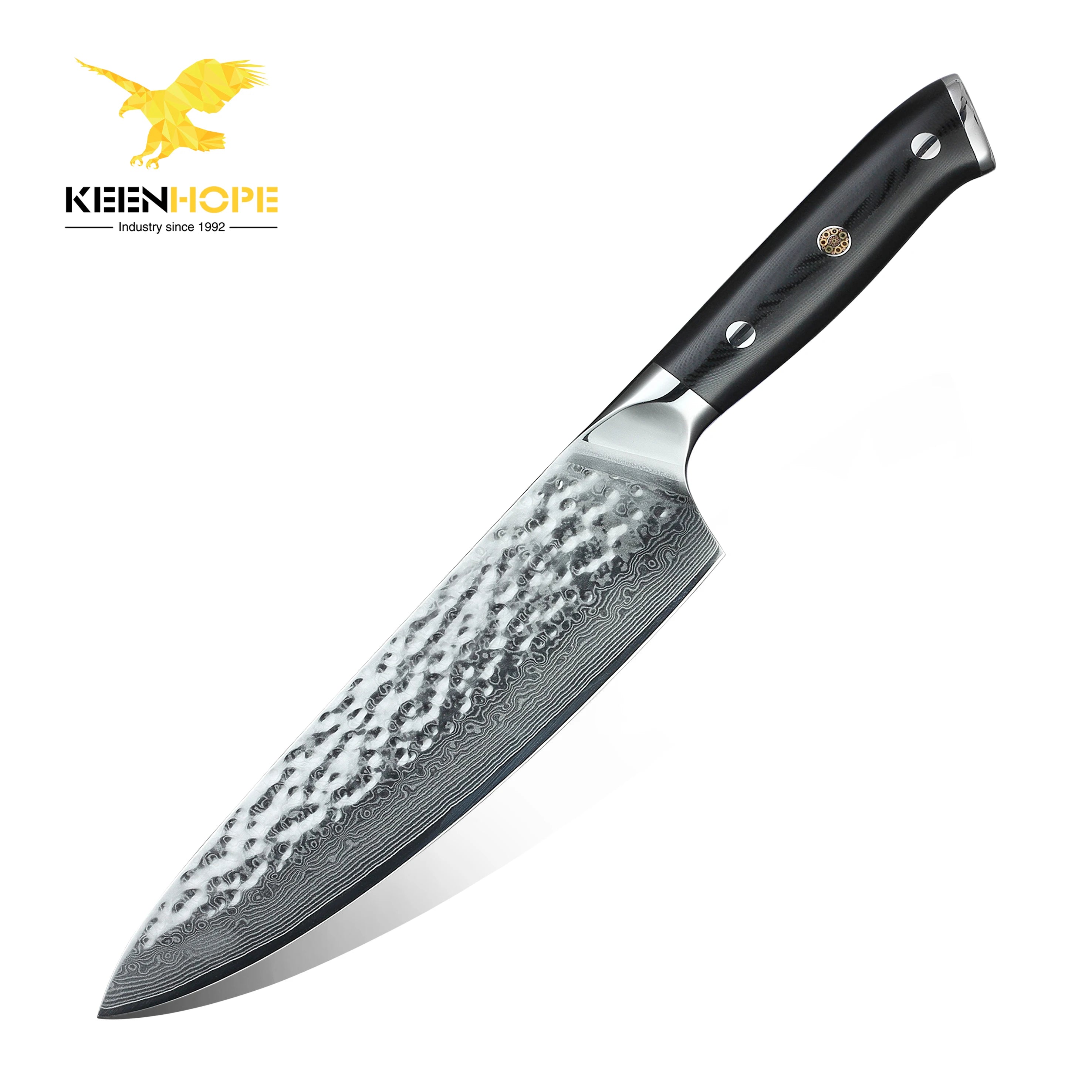 KEENHOPE Handmade Damascus Knife 8 Inch Chef Knife 67 Layers Damascus Steel VG10 Core Blade G10 Handle Professional Sharp