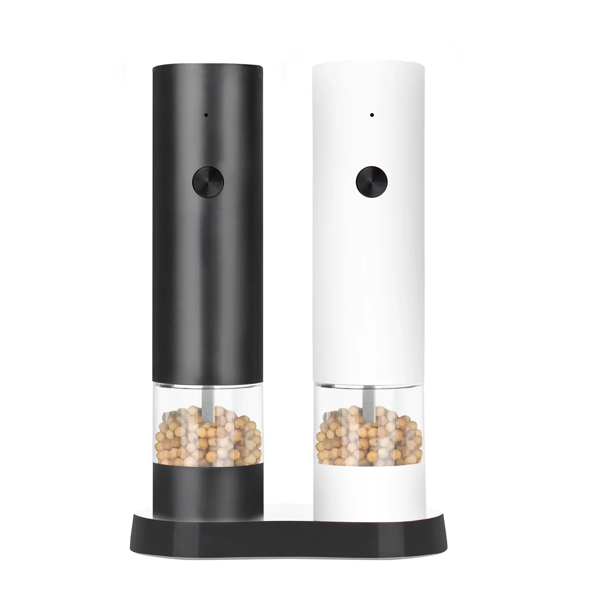 Wholesale Kitchen Accessories 2PCS Electric Pepper & Salt Grinder Set with Storage Base Black and White Set