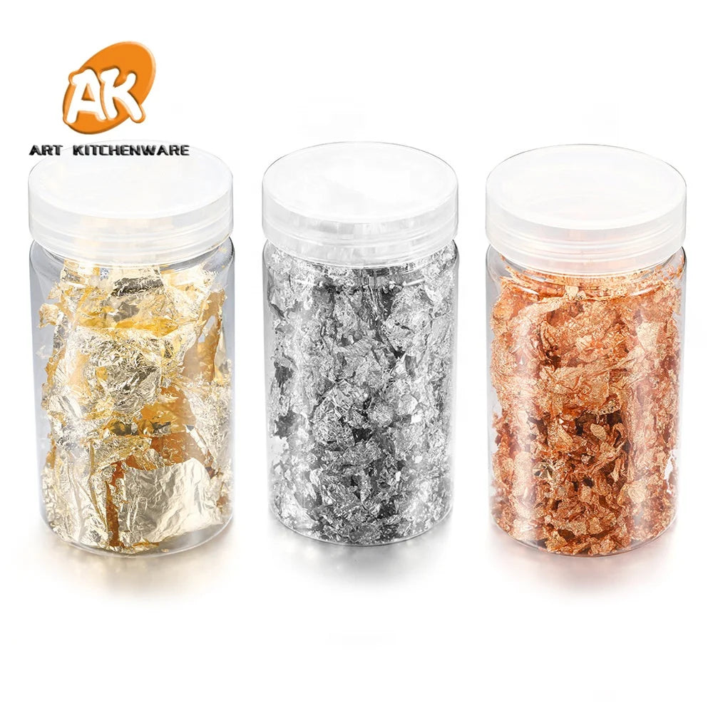 AK Shiny Gold Leaf Flakes Sequins Glitters Confetti for Painting Arts Nail Art Silver Gold Foil Decorative Resin Mold Fillings