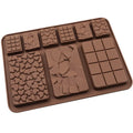 Hot Sale 9 Cavity Saffron Silicone Baking Mold Unique Mixed Designs for Chocolate Bar and Waffle Wholesale