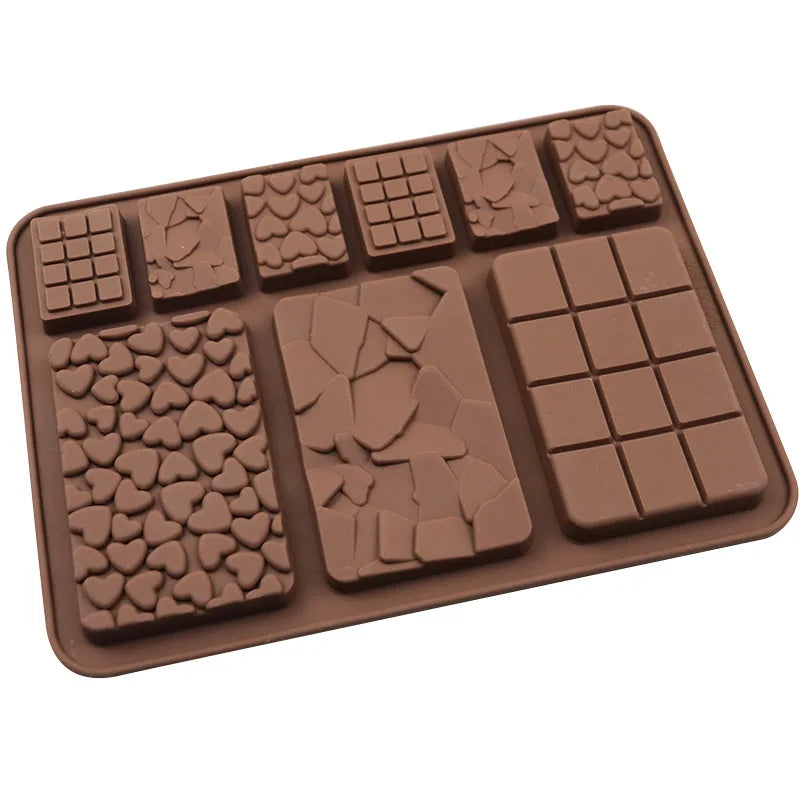Hot Sale 9 Cavity Saffron Silicone Baking Mold Unique Mixed Designs for Chocolate Bar and Waffle Wholesale