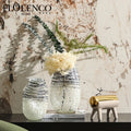 Flolecno Handmade Glass Vases for Home Decor Hand Drawn Black Line Decorative Flower Vase Tabletop Interior Ornaments