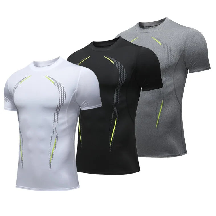 Men's Summer Fitness Tight Quick Dry Clothes Gym Athletic Short Sleeve t Shirts Sportswear Workout T-shirt