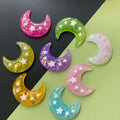 Resin Moon Star Flatback for DIY Hair Jewelry Accessory Glitter Flatback Cabochon Phone Decoration Scrapbooking