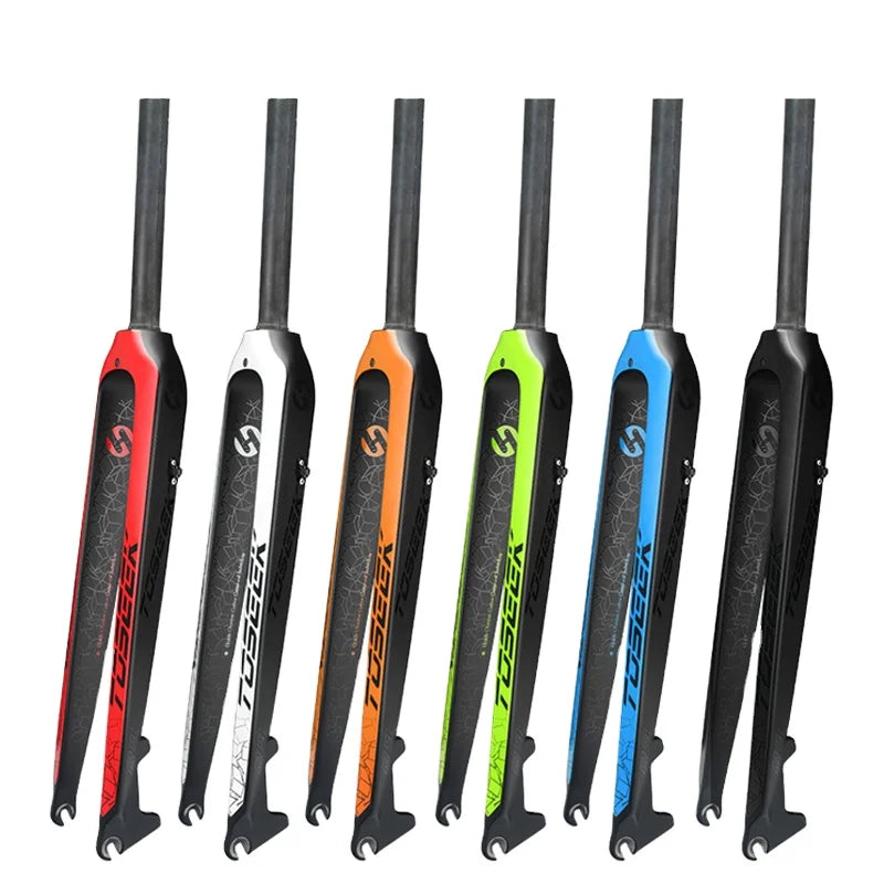 TOSEEK Full Carbon Fiber Front Fork for Bicycle 26/27.5/29" Rigid Bmx Bicycle Fork Straight Tube Carbon Lightweight Bike Fork