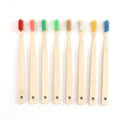 Multi Colors rainbow Castor Bristle Bamboo Toothbrushes Reusable with Hole hang Toothbrush