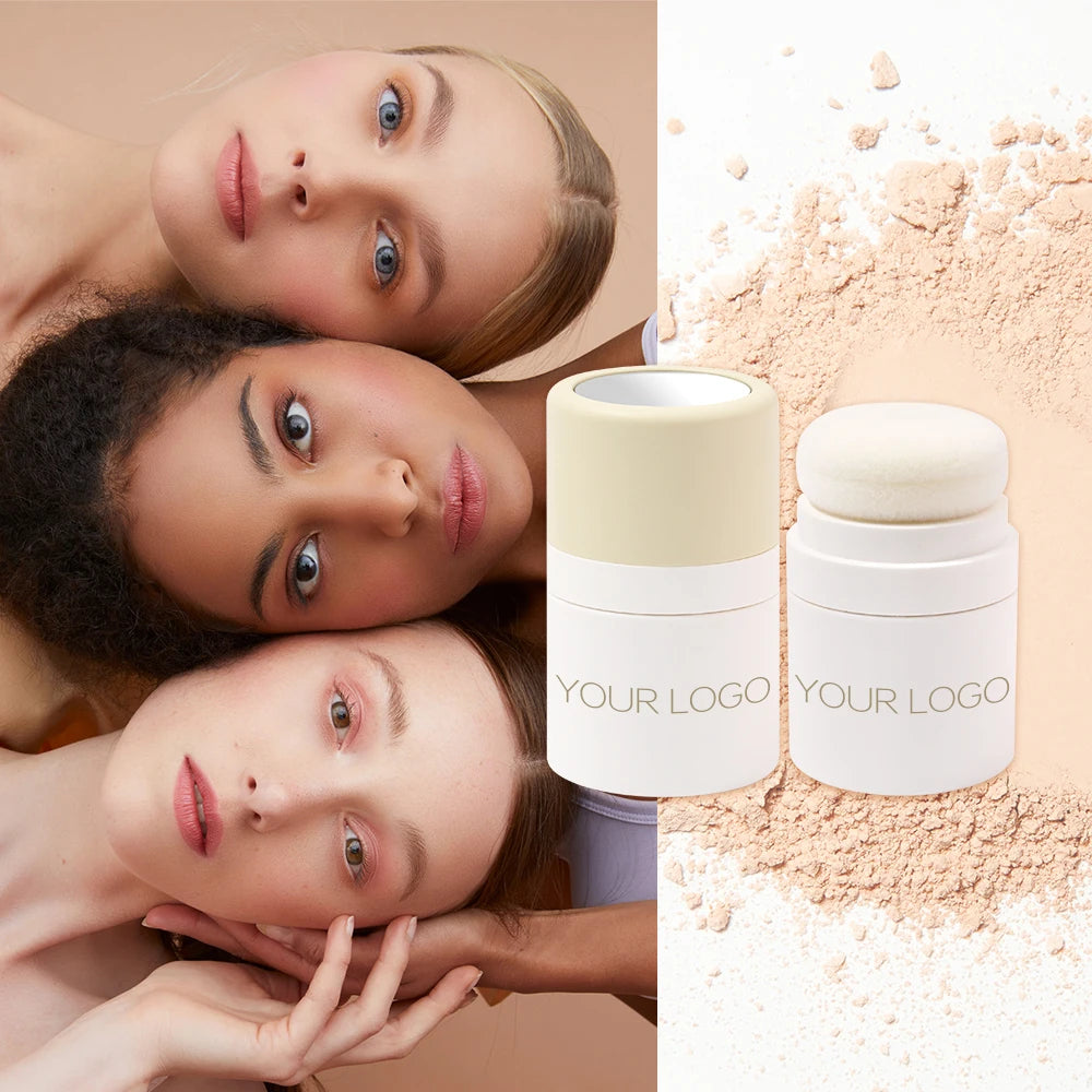 14 Colors Long Lasting Waterproof Foundation with Mirror and Puff Loose Setting Powder for Dark Skin Tone Oil Control