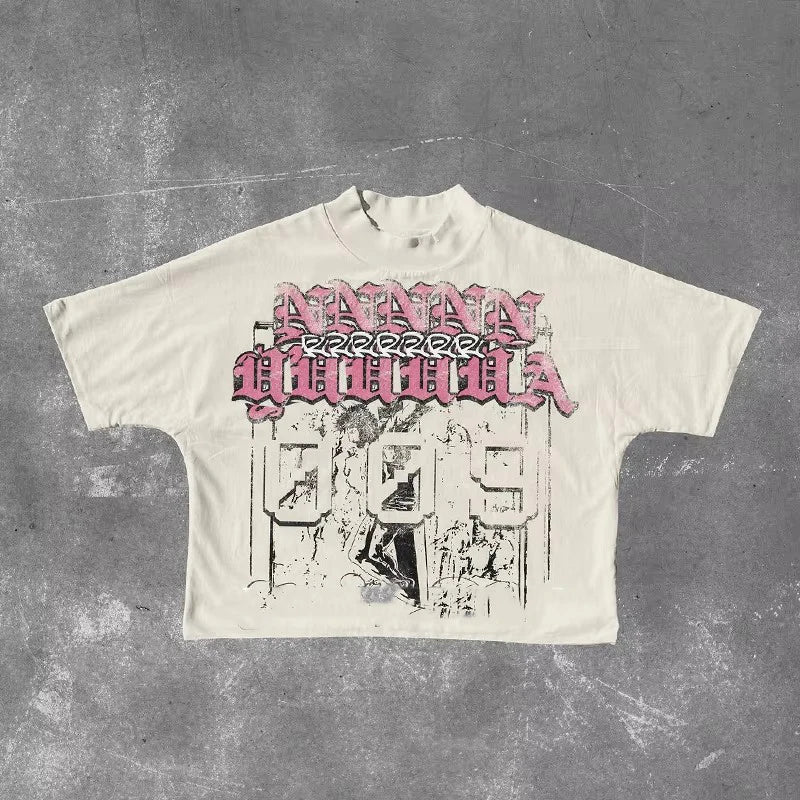 YSJY Custom Y2k Dgt Printing Sun Faded Acid Washed Vintage 100% Cotton Boxy Tee Oversized Boxy Fit Jersey T Shirt for Men
