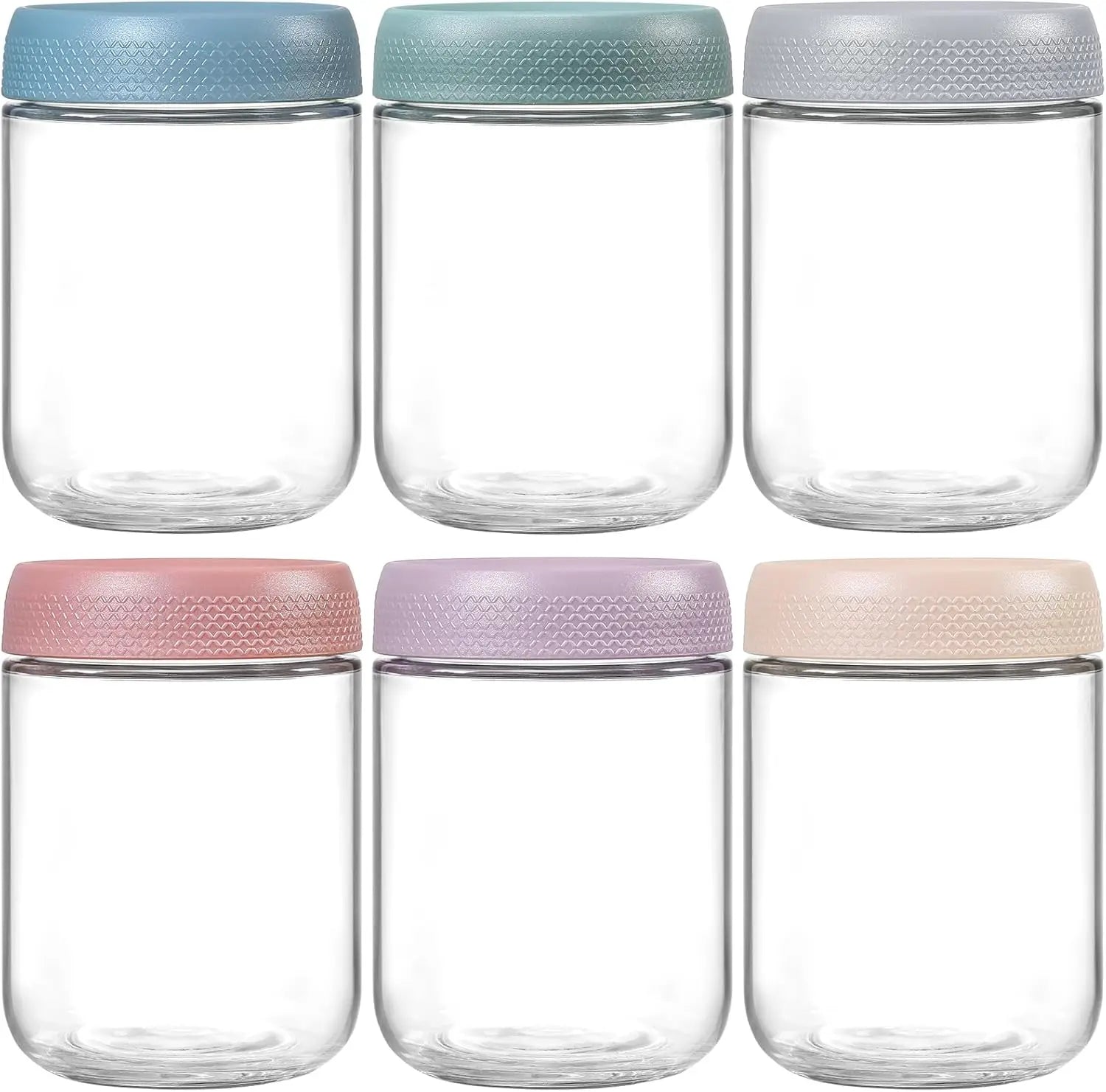 16oz Travel Overnight Oats Containers Wide Mouth Mason Jar Borosilicate Glass Airtight Lid BPA Free Dishwasher Safe Food Storage