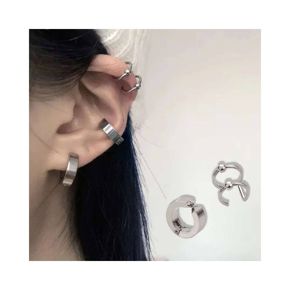 3pcs Set No Fade Waterproof Titanium Steel Cartilage Cuff Hoop Earrings Jewelry Non Pierced Ear Cuff Earrings Stainless Steel