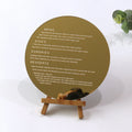 Luxury Gold Mirror Wedding Invitations Custom Print Round Shape Acrylic Menu Card