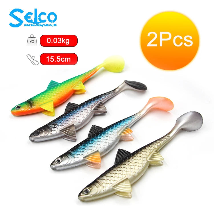 Selco Pvc 16Cm 38G Soft Plastic Jerk Baits 6 Inch Soft Lure Pike Perch Paddletail Shad Swimbait Pike Ama Set