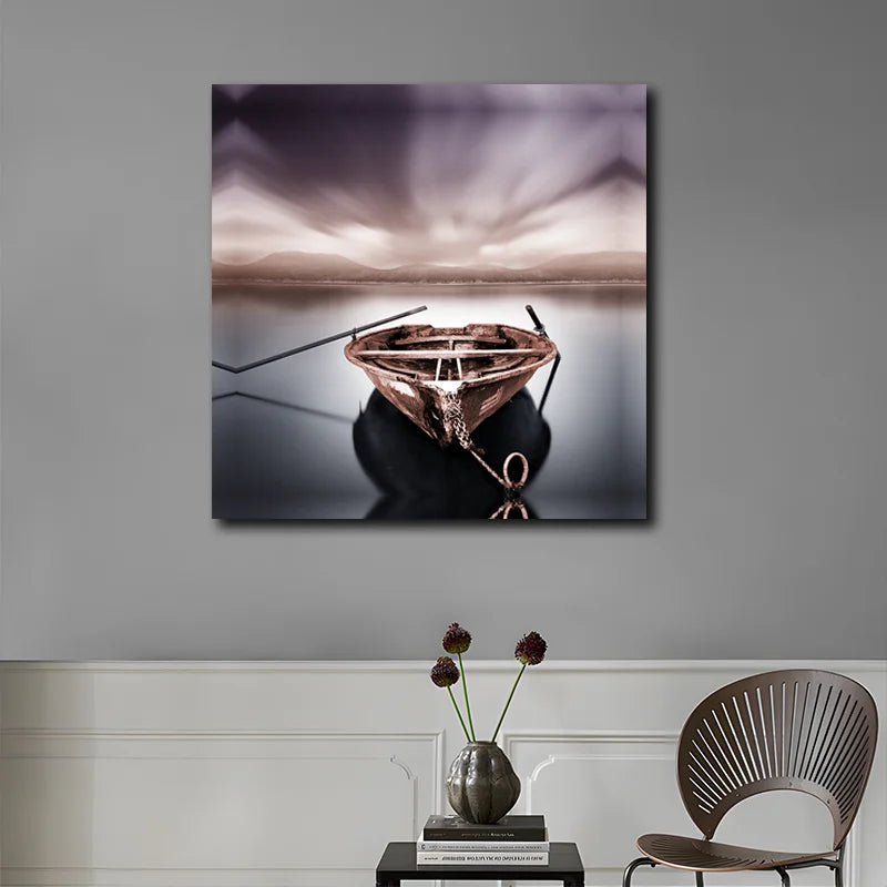 Wholesale Boat on the River Canvas Printed Painting Scenery Wall Art Living Room Arts & Crafts for Wall Home Decor