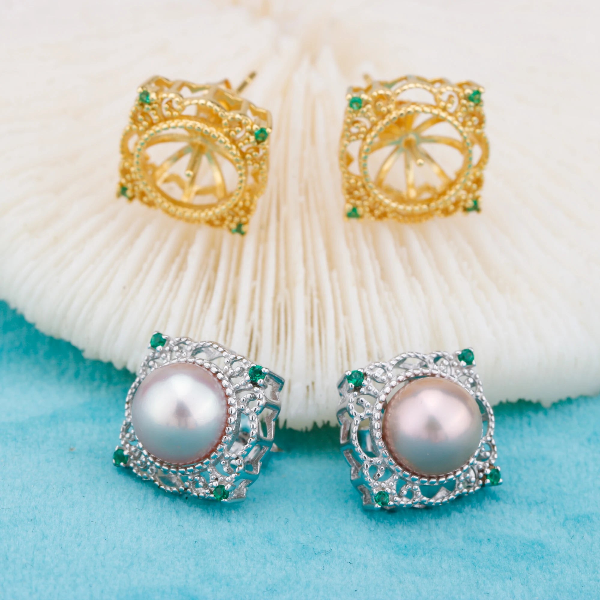 E010895 S925 Pearl Earring 925 Sterling Silver DIY 6-8mm Natural Freshwater Pearl Stud Earring for Women