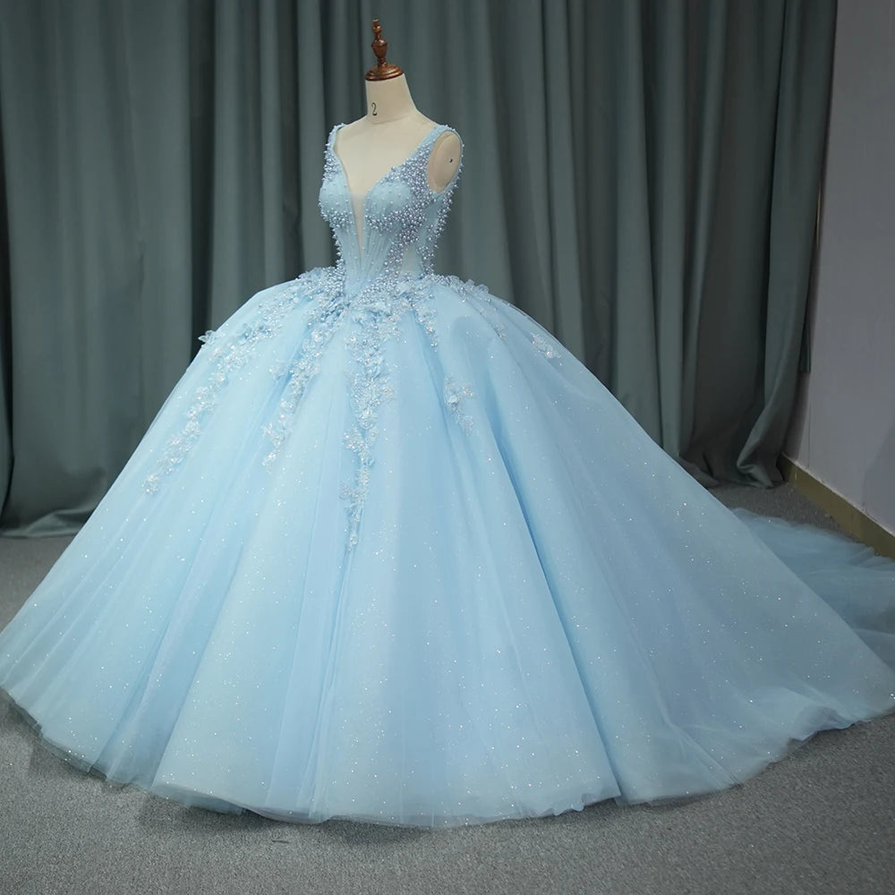Shiny Quinceanrea Dresses Sweetheart Applique Beads Sweet 16 Princess Dress DY1273