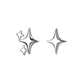 Summer GT Fashion 925 Sterling Silver North Glossy Bling Bling Star Shape Stud Earrings for Women Teen Girls