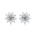 Silver Flower Stud Earring 0.5ct Moissnaite D VVS1  925 Sterling Silver Sunflower Earring