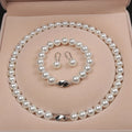 Wholesale Fashion 8mm 10mm White Pink Purple Pearl Jewelry Sets Includes Bracelet Necklace Zircon for Wedding Mother's Day