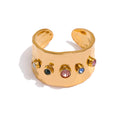 116 Colorful Cubic Zirconia Stainless Steel Gold 18K Plated Rings for Women Waterproof Jewelry 2025 New
