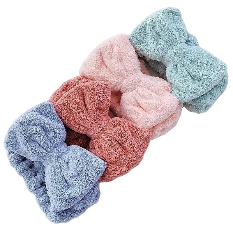 Custom Pink Microfiber Spa Headband Girls and Women's Solid Color Facial Head Wrap Bath Hair Band for Adults