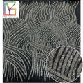 New French High Density Net Embroidery Fabric Design With Heavily Beaded and Crystal Sequins Wedding Bridal Dress Lace Fabric