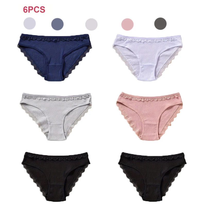 Women's Internal Lace Panties with Mid-Waist Comfort and Breathable Elegance