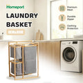 Large 3 Compartments Laundry Basket Storage Shelf Natural Bamboo Laundry Hamper Kids Toys Racks Organizer Storage Shelves