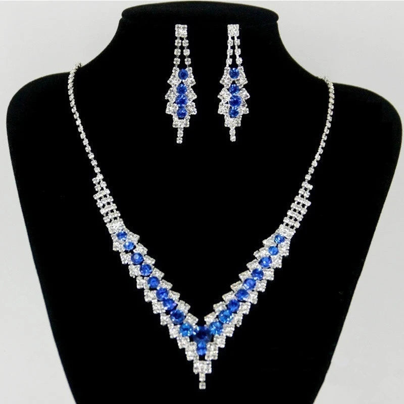 Wedding Dresses Accessories Advanced Necklace Earrings Beautiful Multicolor Drops Rhinestone Jewelry Set Gifts for Women